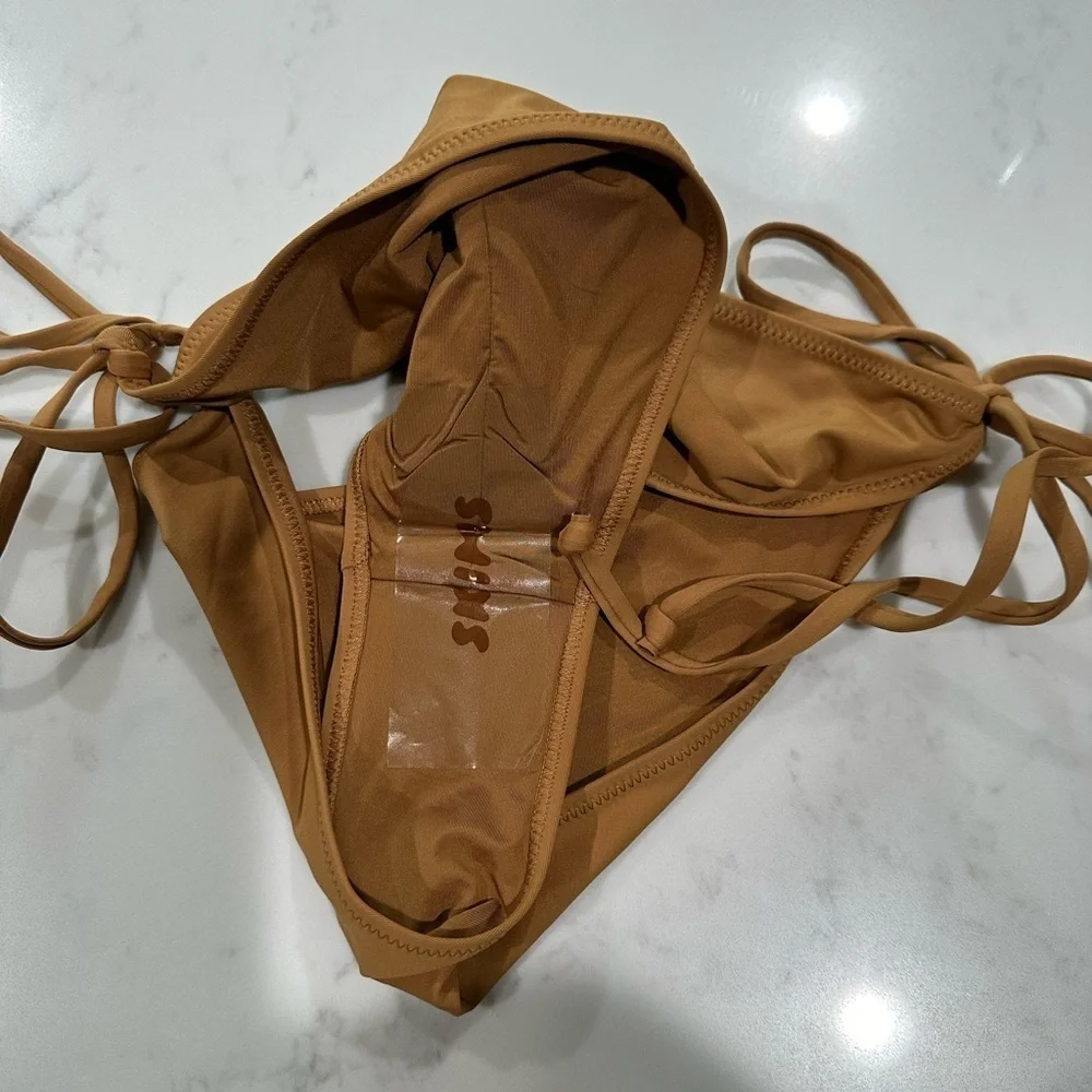 SKIMS Swim Low Rise Tie Bikini Bottom Color Almond Size 3X